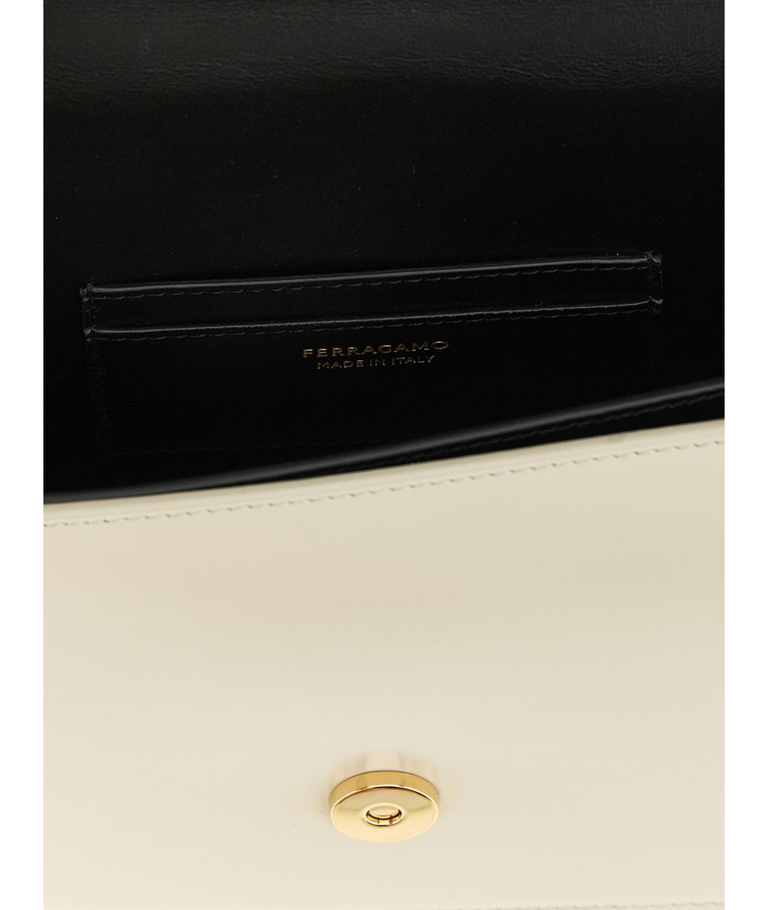 FERRAGAMO Белая кожаная сумка через плечо, фото 4