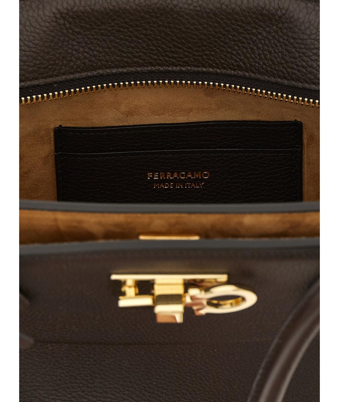 FERRAGAMO Коричневая кожаная сумка через плечо, фото 4
