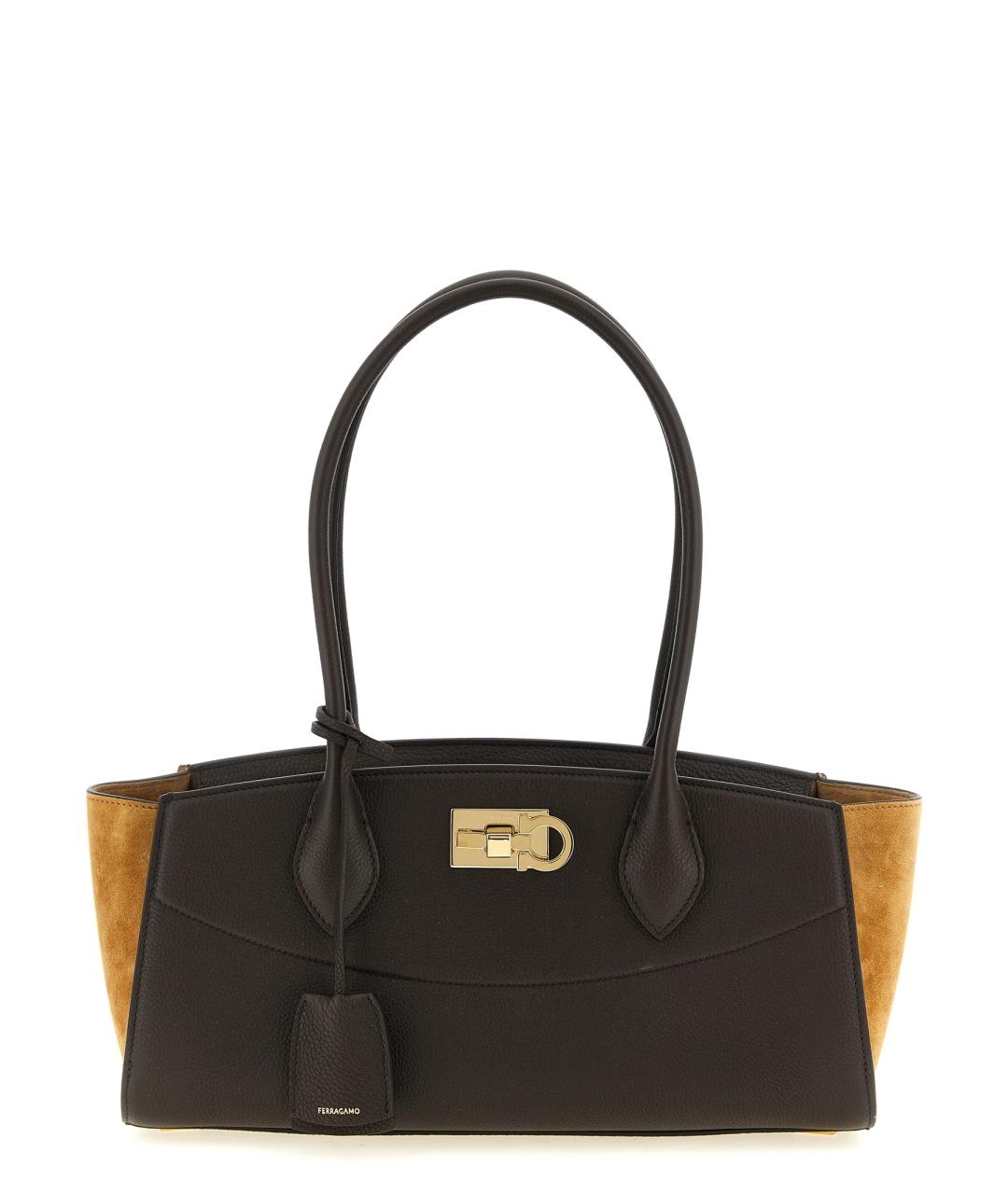 FERRAGAMO Коричневая кожаная сумка через плечо, фото 1