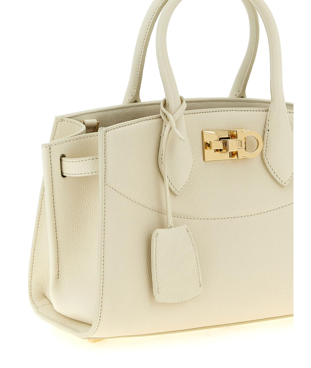 FERRAGAMO Белая кожаная сумка тоут, фото 3