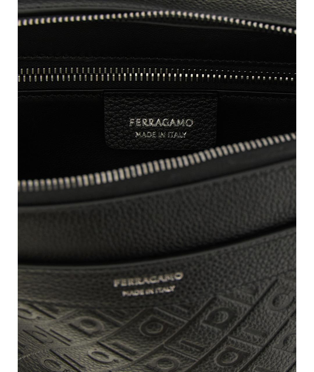 FERRAGAMO Черная кожаная сумка на плечо, фото 4