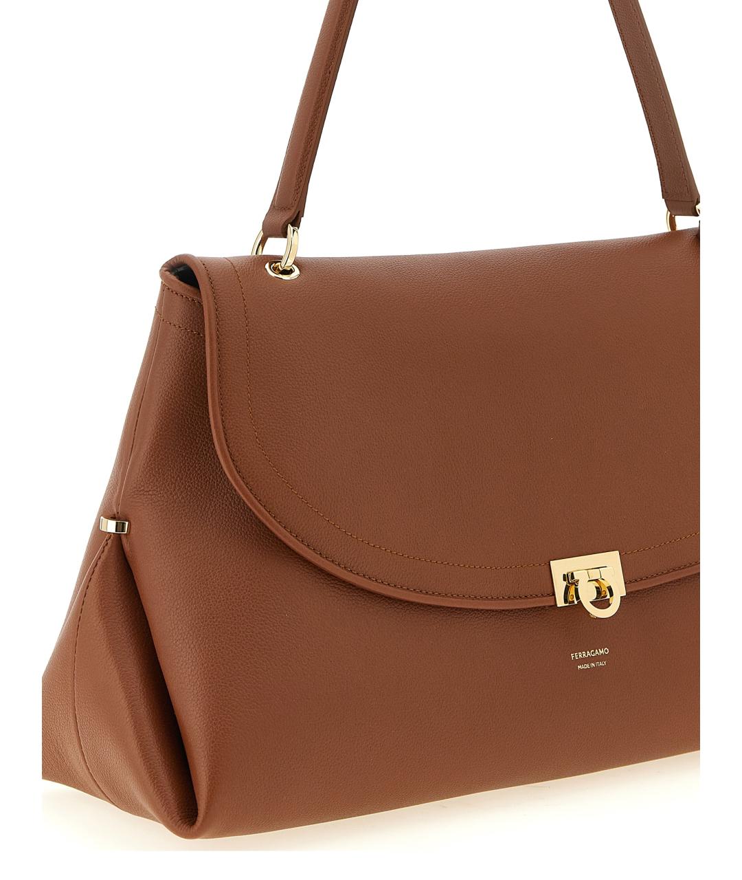 FERRAGAMO Коричневая кожаная сумка через плечо, фото 3