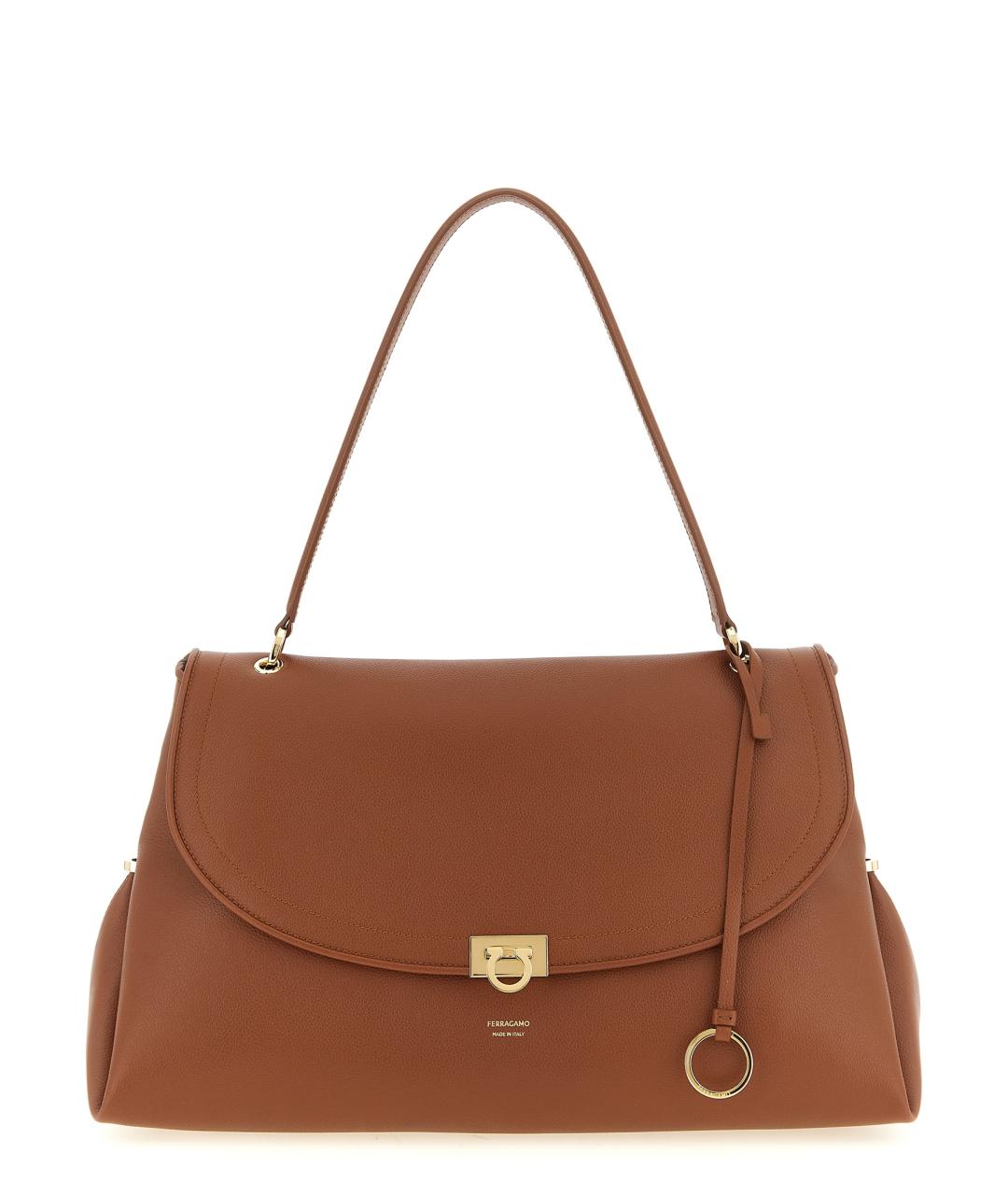 FERRAGAMO Коричневая кожаная сумка через плечо, фото 1