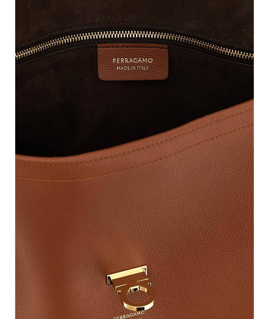 FERRAGAMO Коричневая кожаная сумка через плечо, фото 4