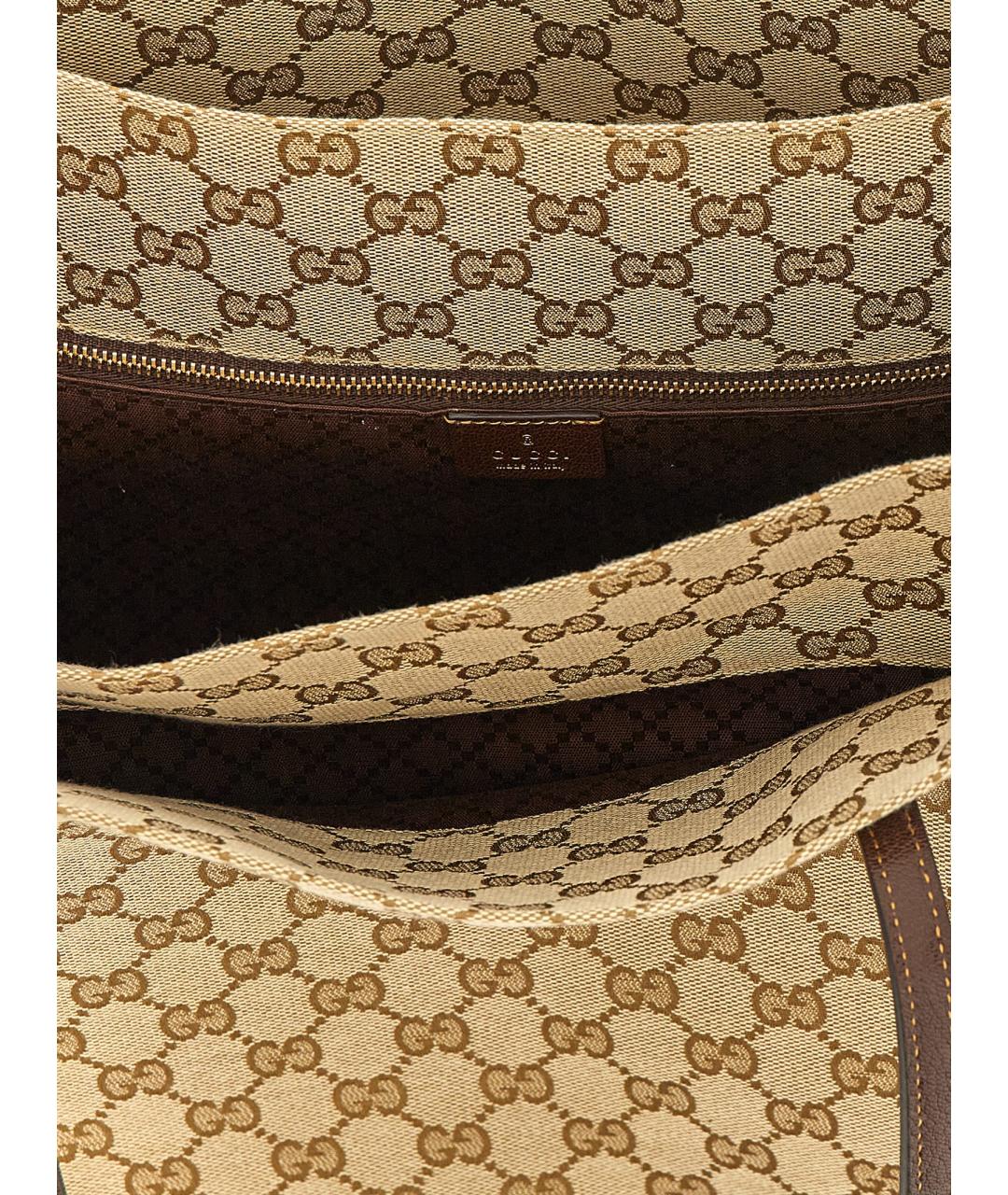 GUCCI Бежевая тканевая сумка тоут, фото 4