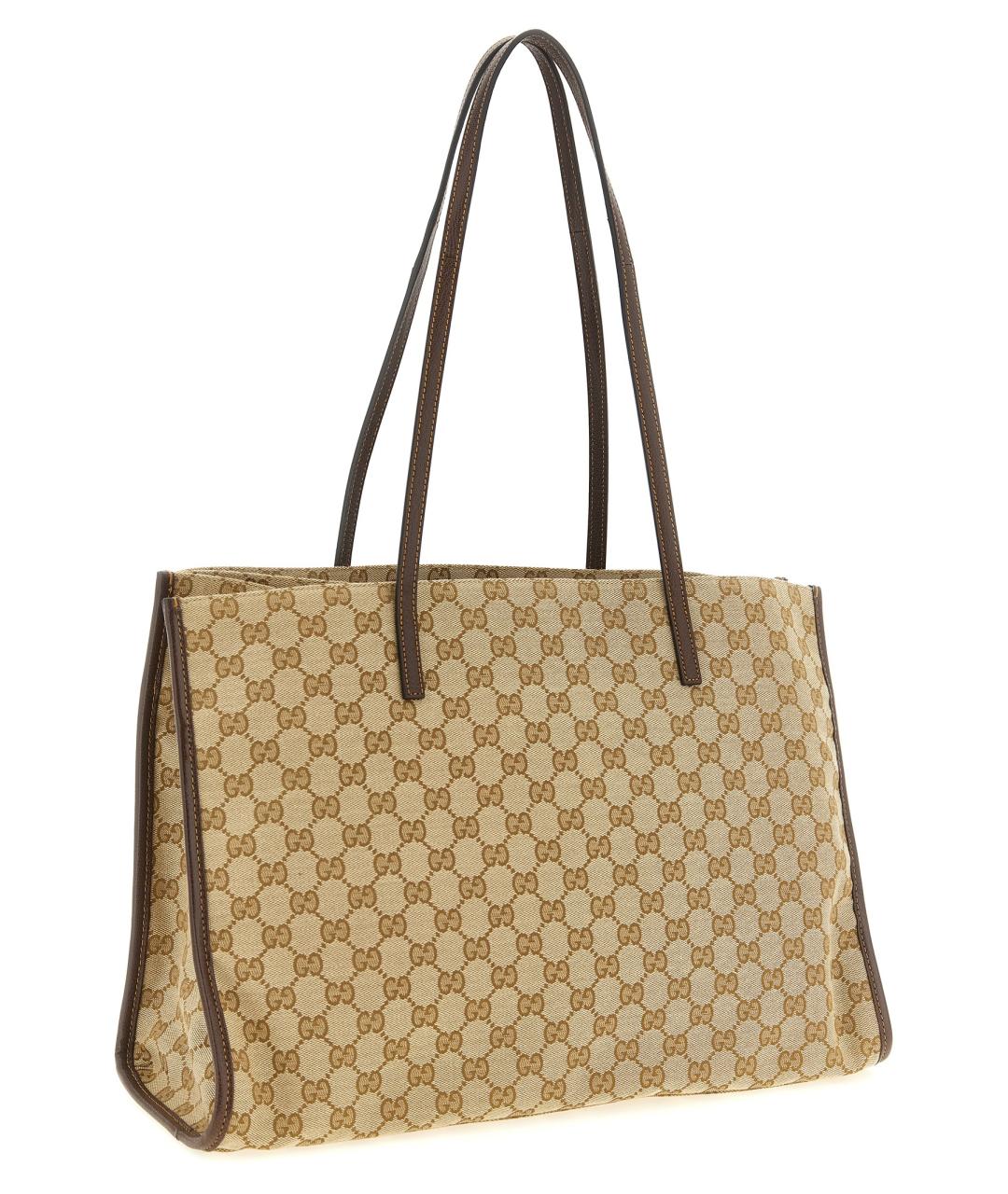 GUCCI Бежевая тканевая сумка тоут, фото 2