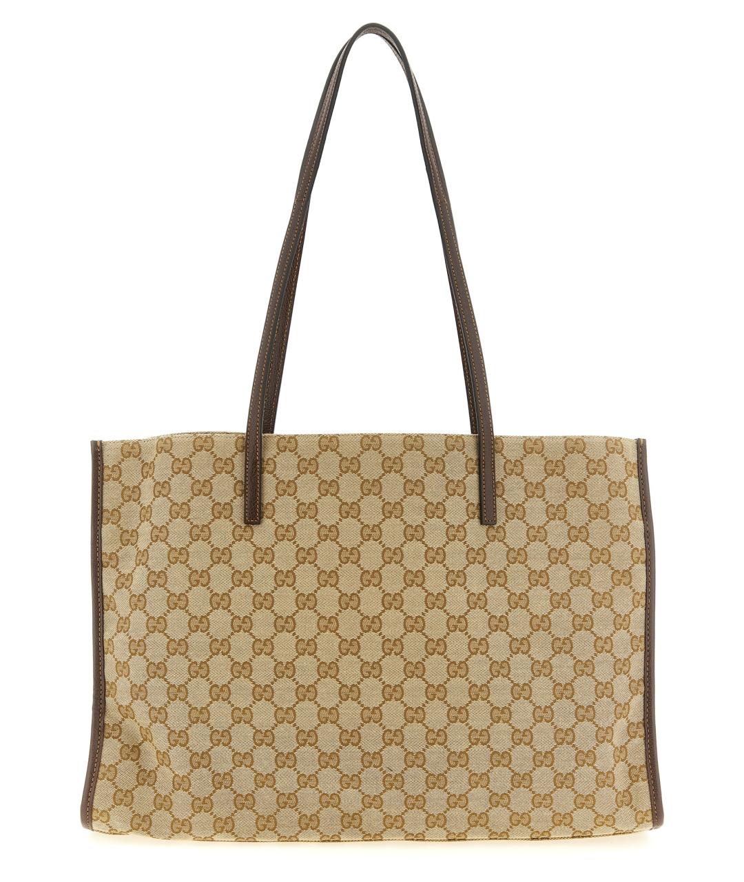 GUCCI Бежевая тканевая сумка тоут, фото 1