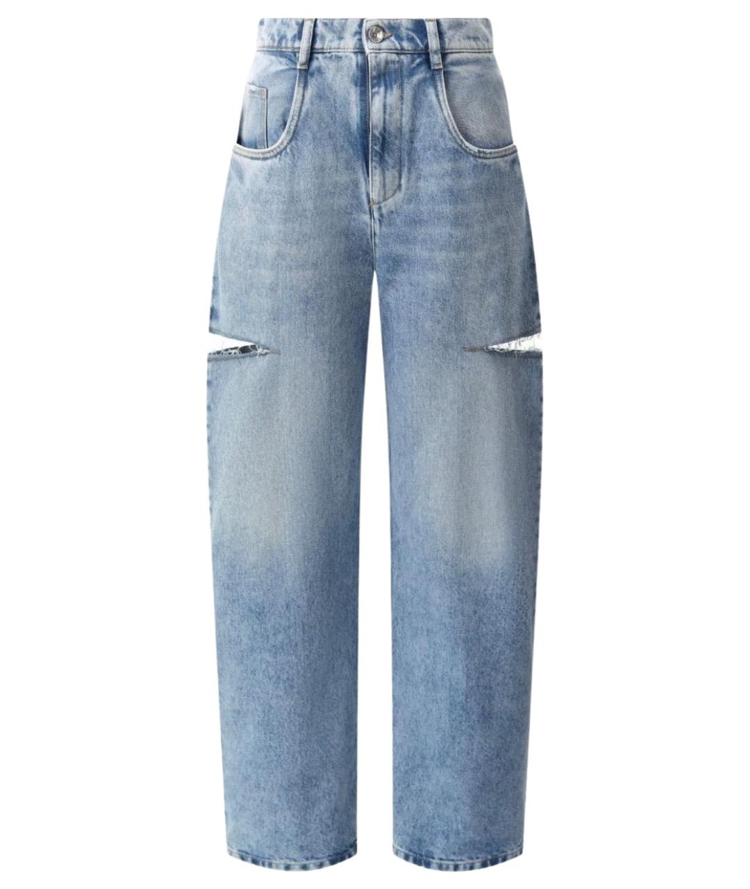 MAISON MARGIELA Голубые хлопковые прямые джинсы, фото 1