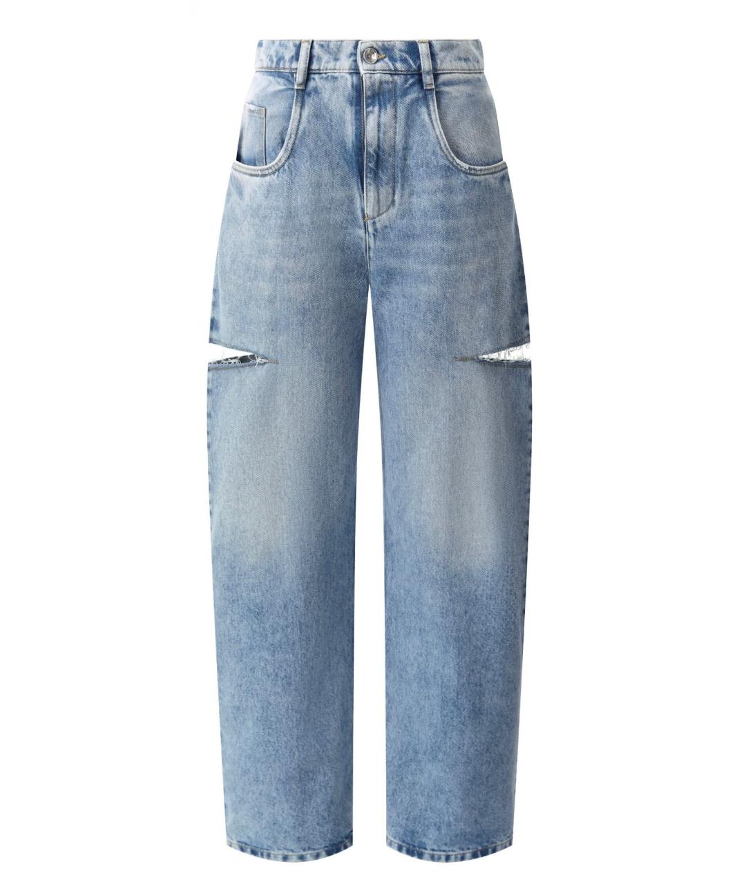 MAISON MARGIELA Голубые хлопковые прямые джинсы, фото 8