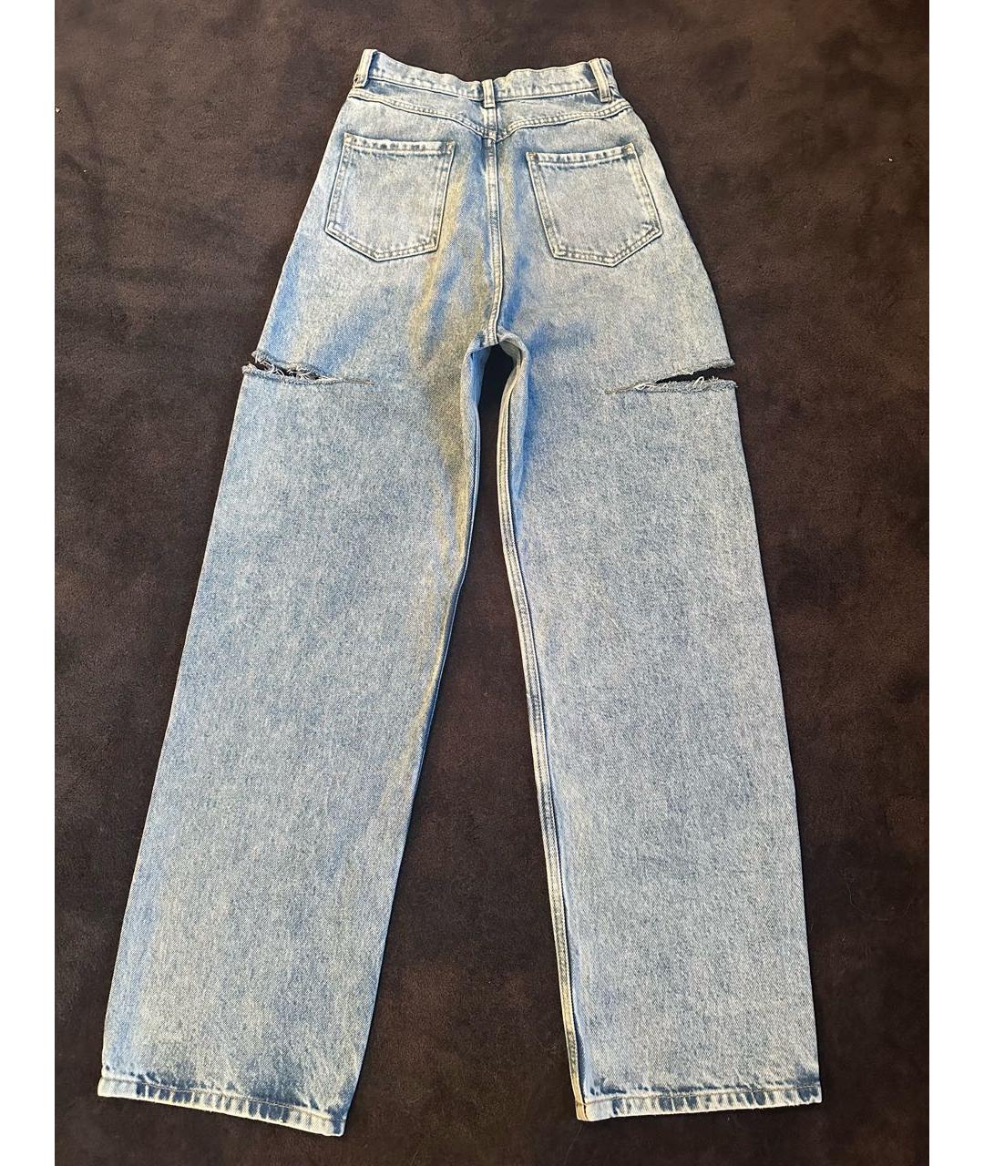 MAISON MARGIELA Голубые хлопковые прямые джинсы, фото 2