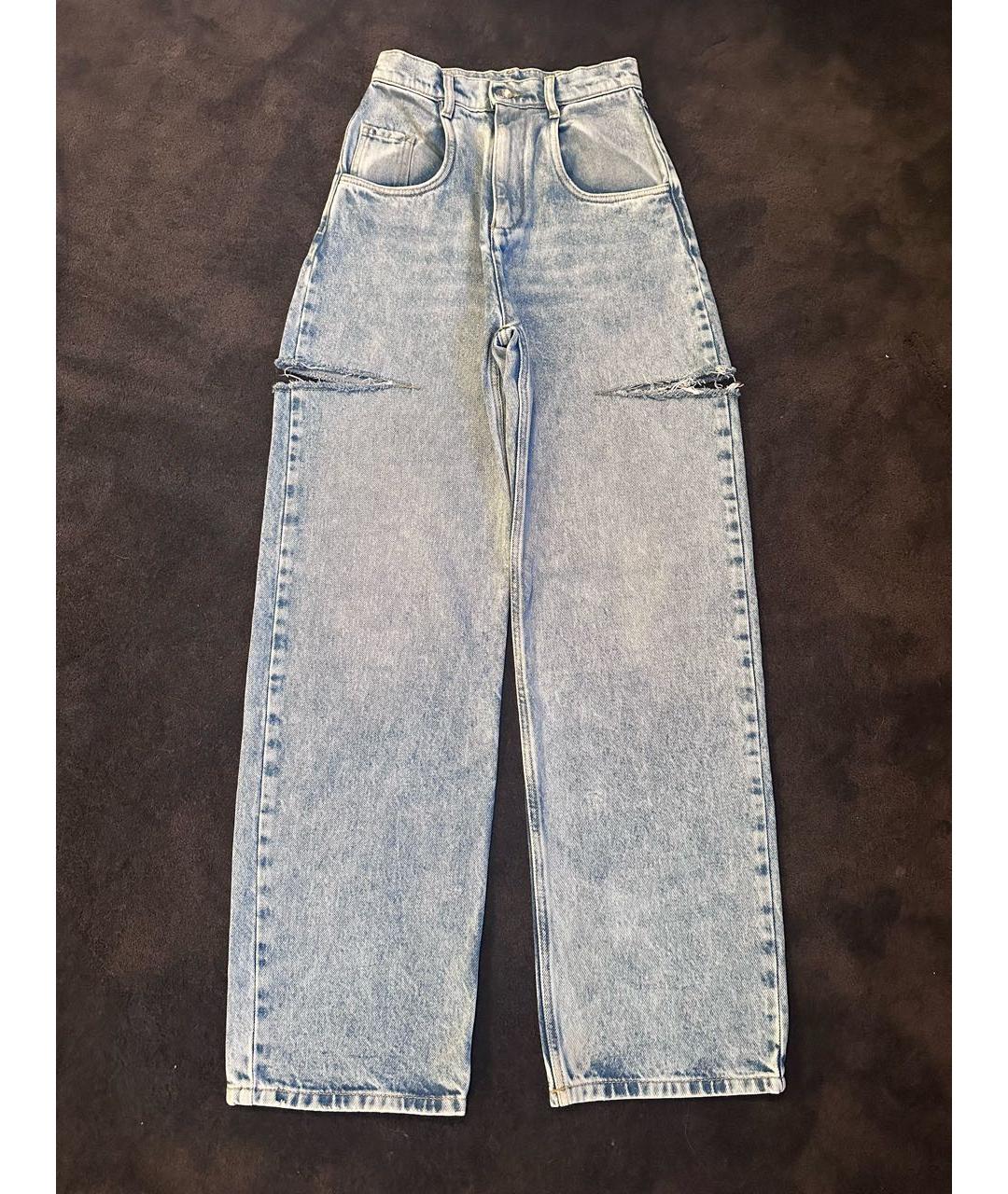 MAISON MARGIELA Голубые хлопковые прямые джинсы, фото 5