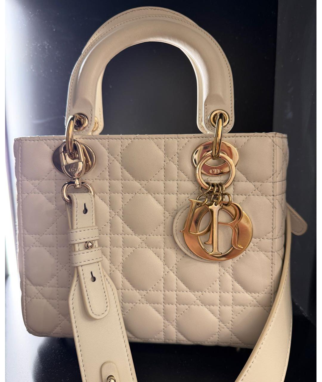 CHRISTIAN DIOR Белая кожаная сумка с короткими ручками, фото 7