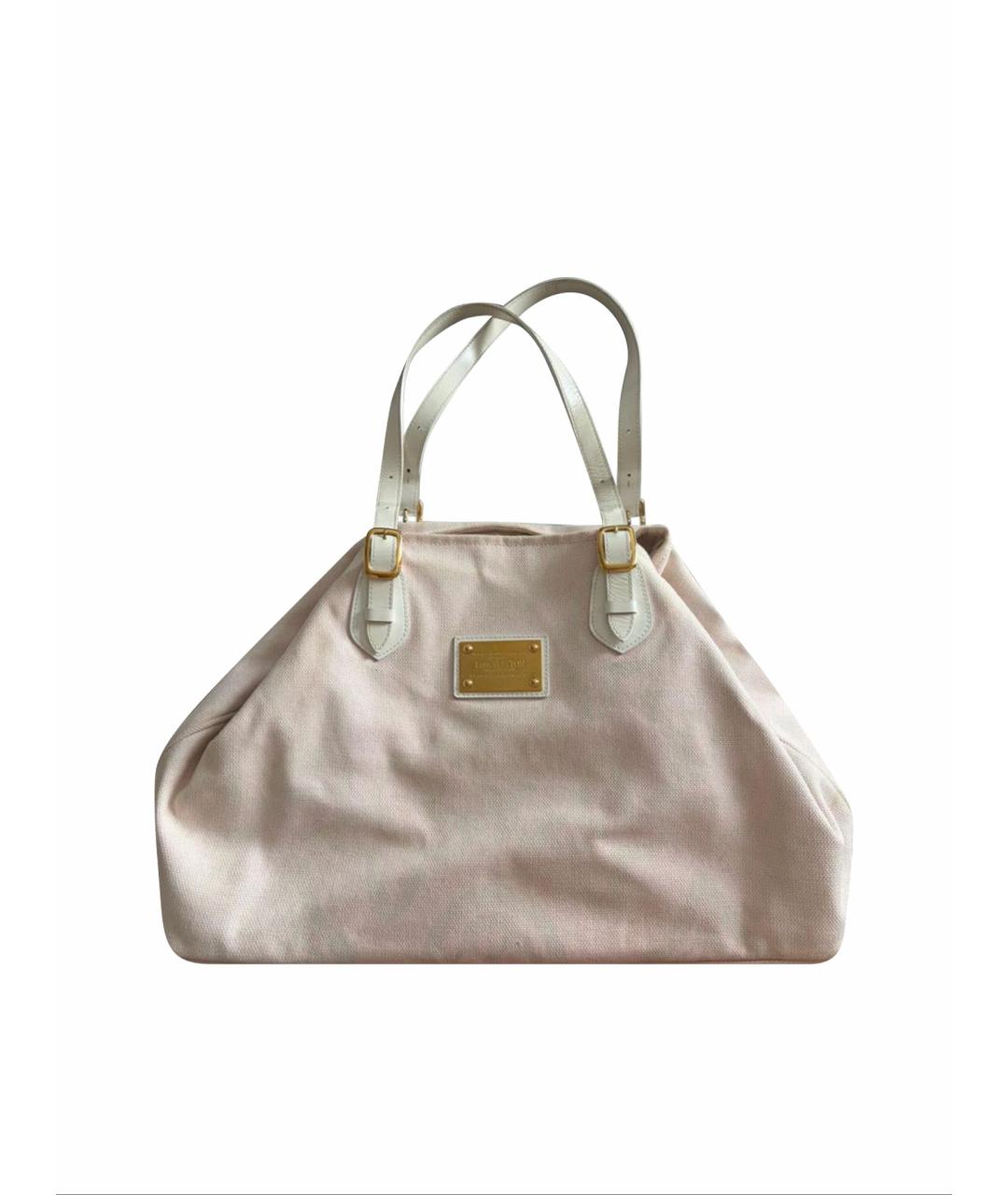 LOUIS VUITTON Белая льняная сумка тоут, фото 1