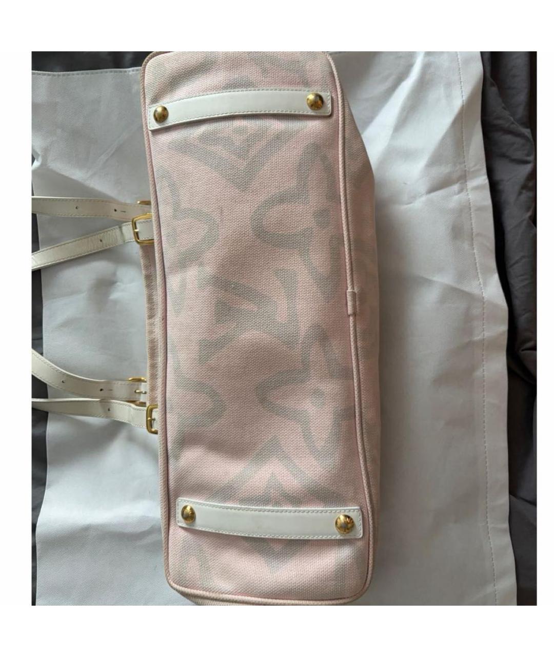 LOUIS VUITTON Белая льняная сумка тоут, фото 2