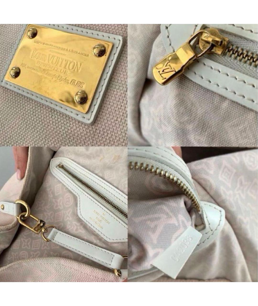 LOUIS VUITTON Белая льняная сумка тоут, фото 3