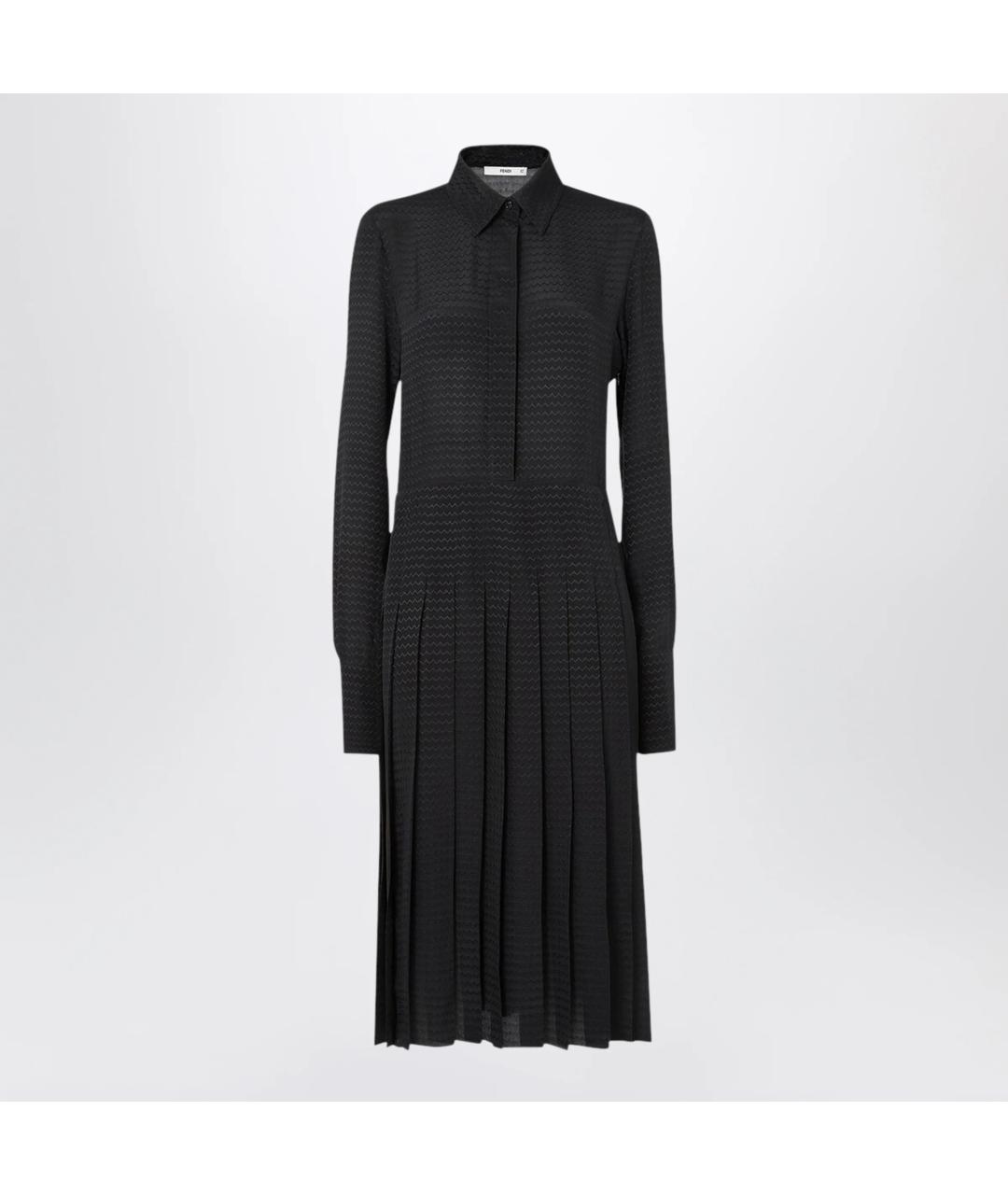 FENDI Черное шелковое повседневное платье, фото 3