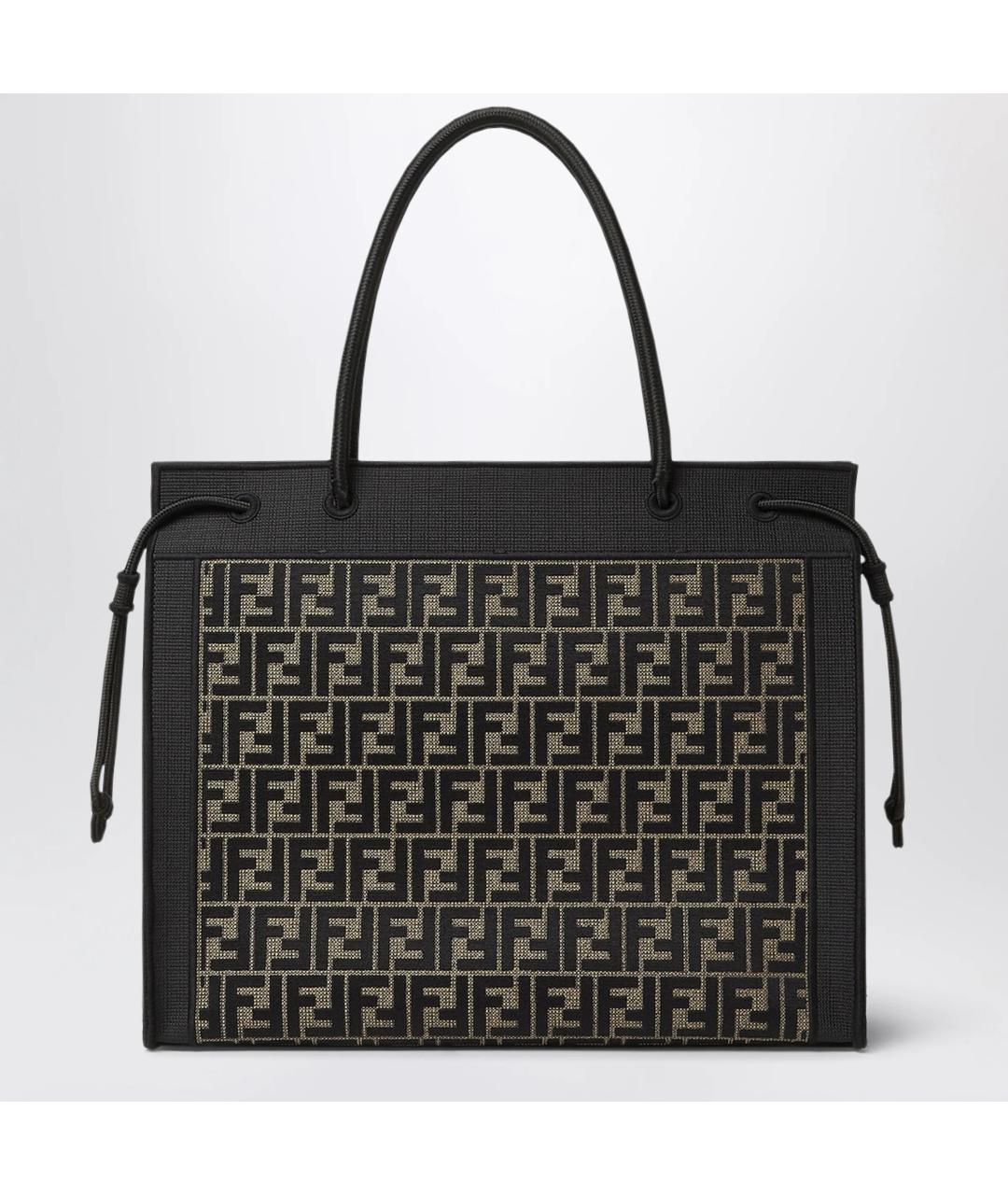 FENDI Коричневая жаккардовая сумка тоут, фото 2
