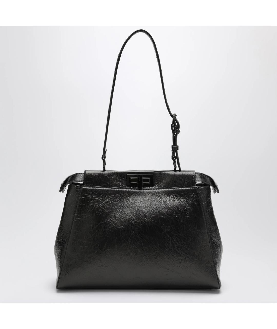 FENDI Черная кожаная сумка тоут, фото 3