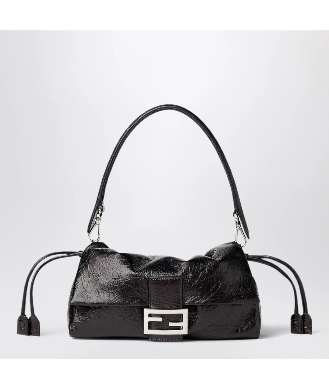 FENDI Черная сумка через плечо из лакированной кожи, фото 3