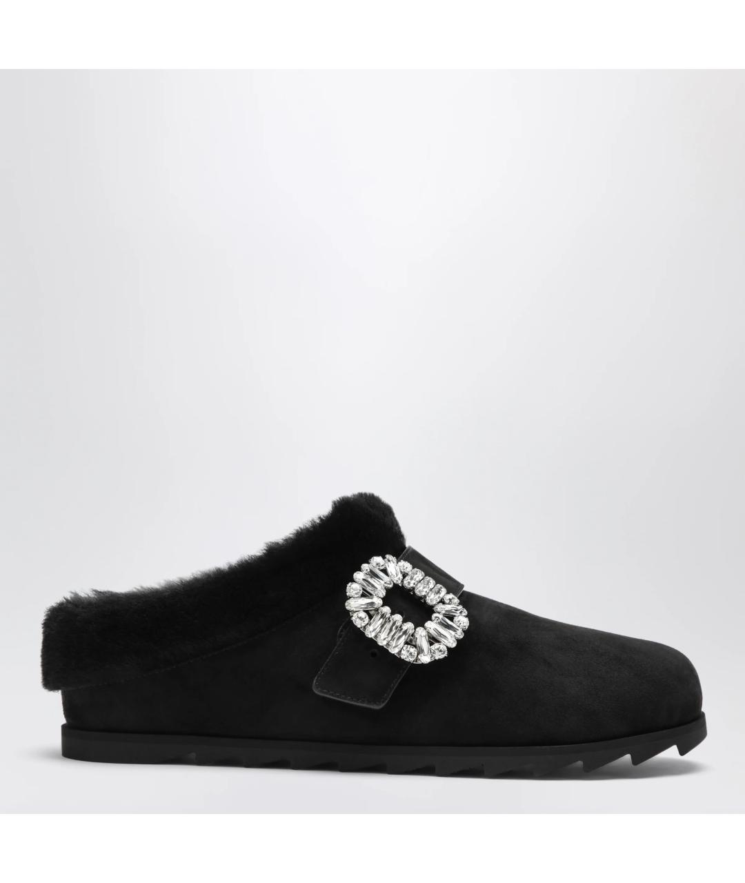 ROGER VIVIER Черные замшевые сабо, фото 3