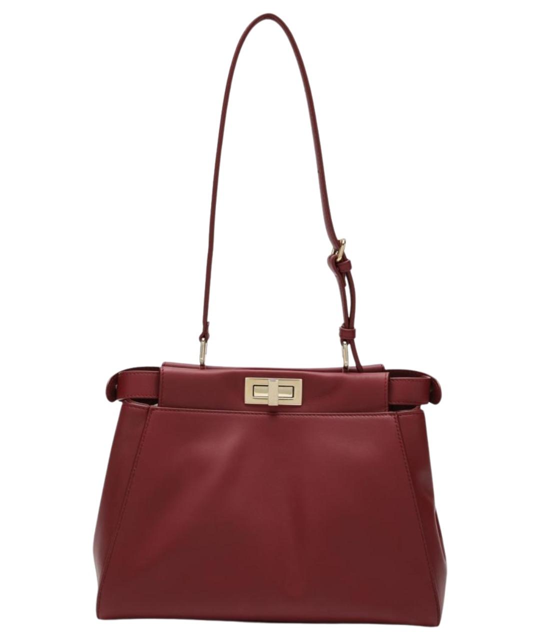 FENDI Бордовая кожаная сумка тоут, фото 1
