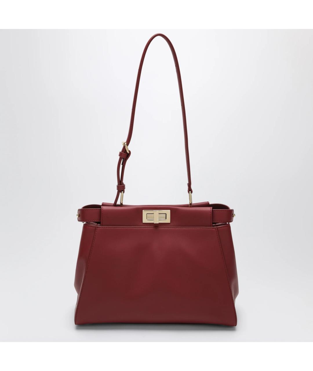 FENDI Бордовая кожаная сумка тоут, фото 2
