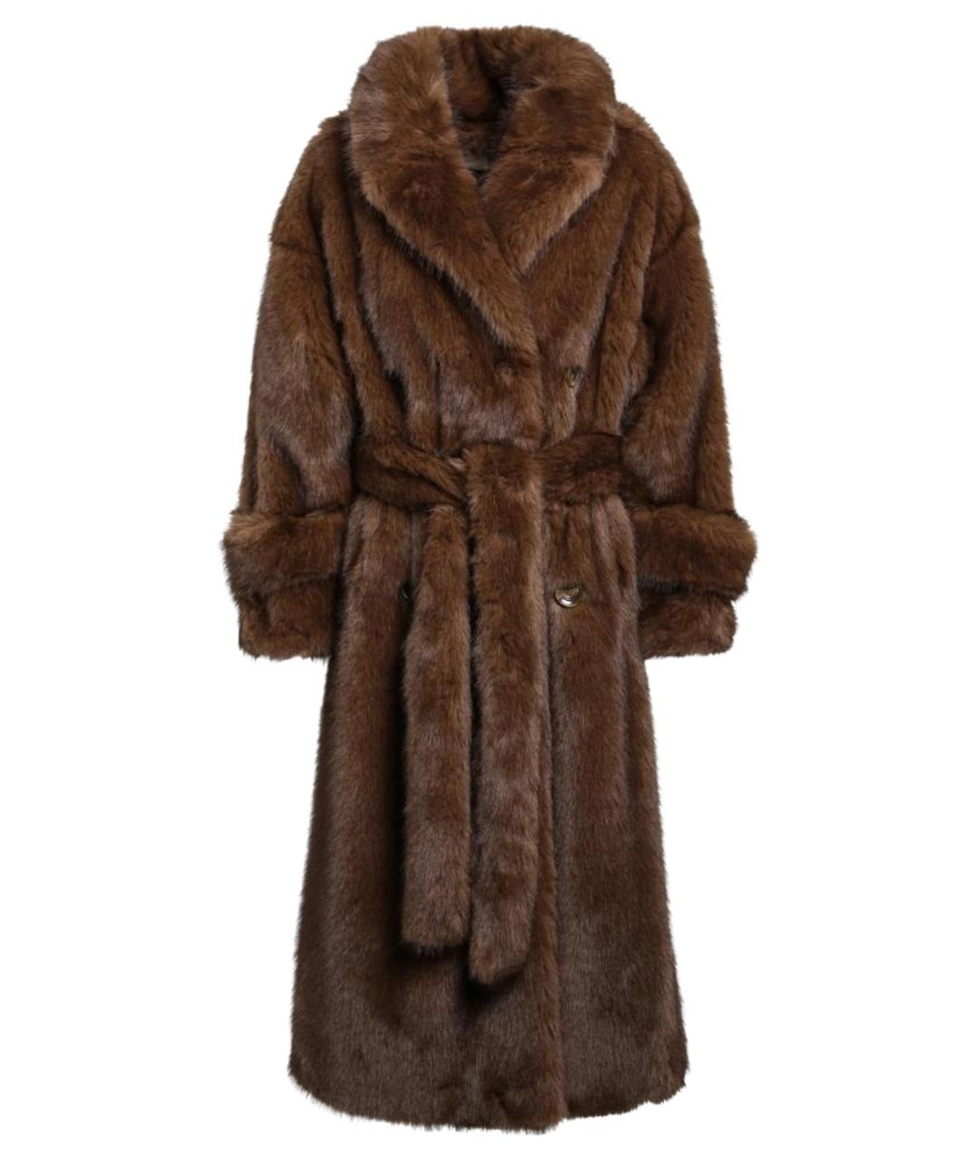 B&B COUTURE Коричневая полиэстеровая шуба, фото 1