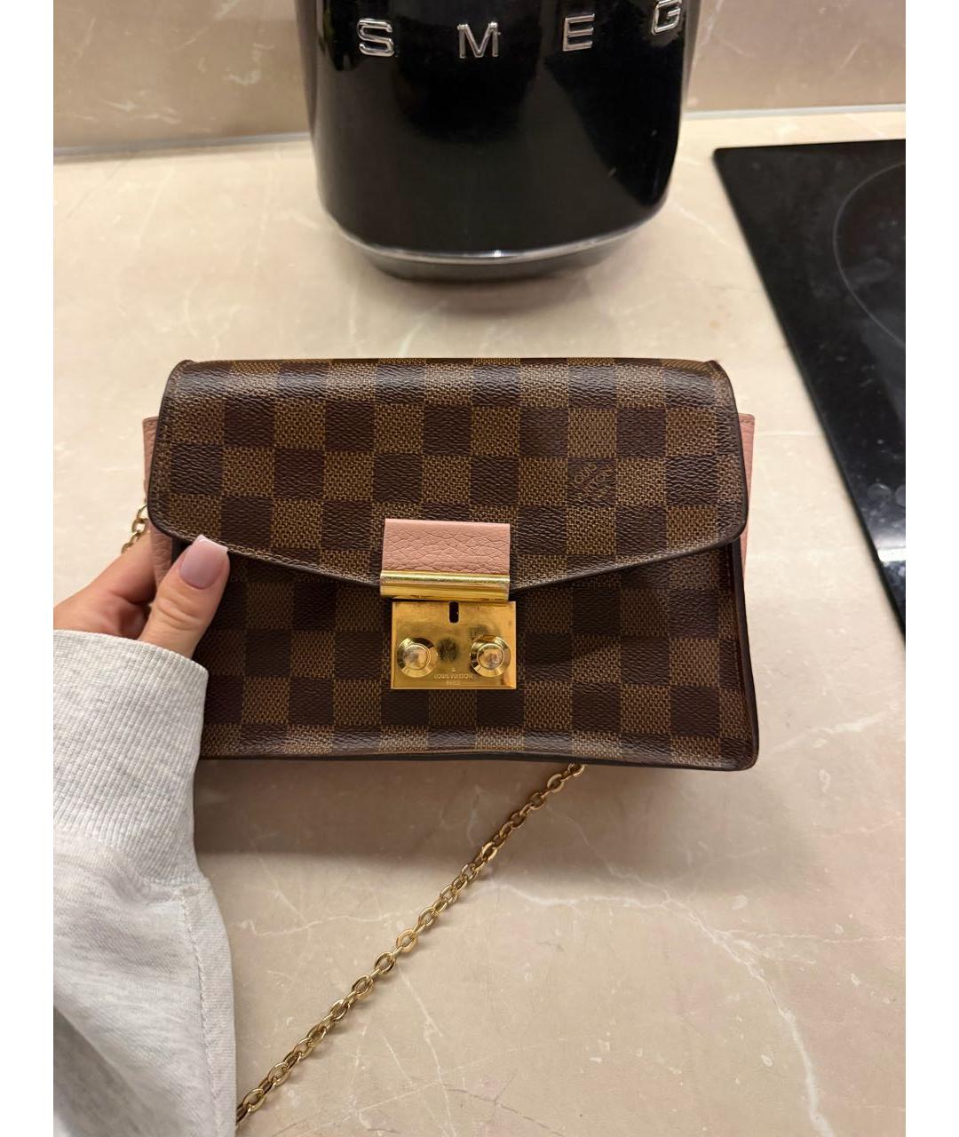 LOUIS VUITTON Коричневая кожаная сумка через плечо, фото 9