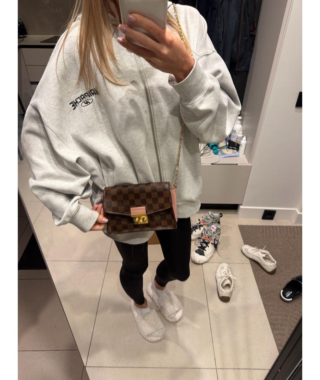 LOUIS VUITTON Коричневая кожаная сумка через плечо, фото 5
