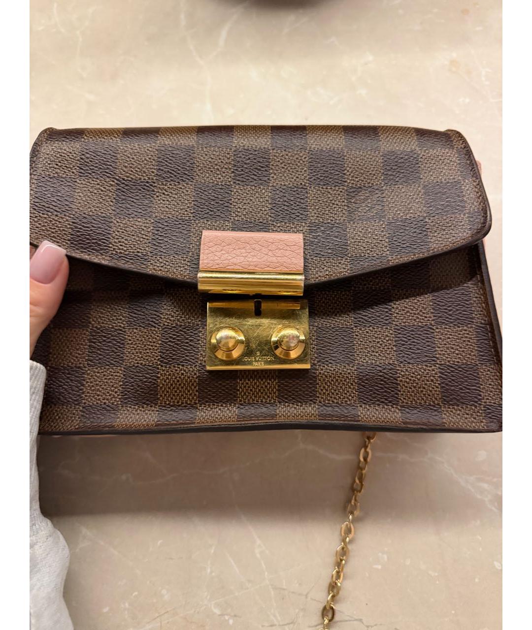 LOUIS VUITTON Коричневая кожаная сумка через плечо, фото 7
