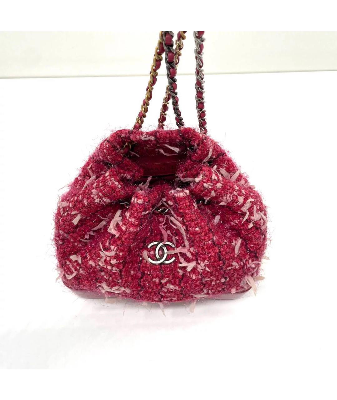 CHANEL Розовый твиловый рюкзак, фото 4
