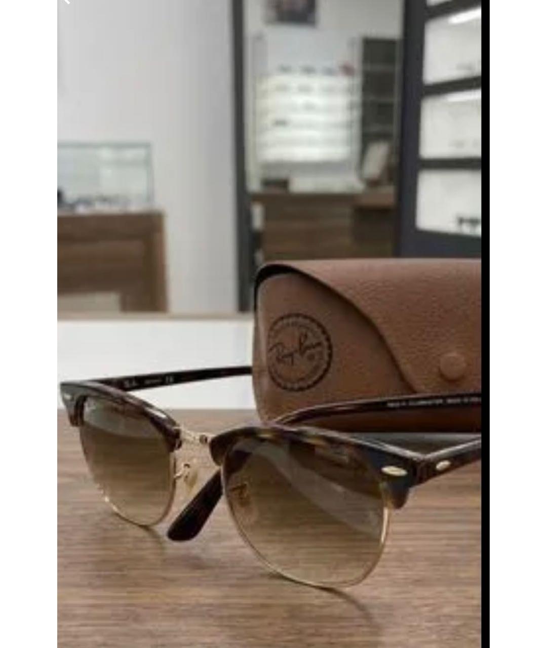 RAY BAN Коричневые металлические солнцезащитные очки, фото 2
