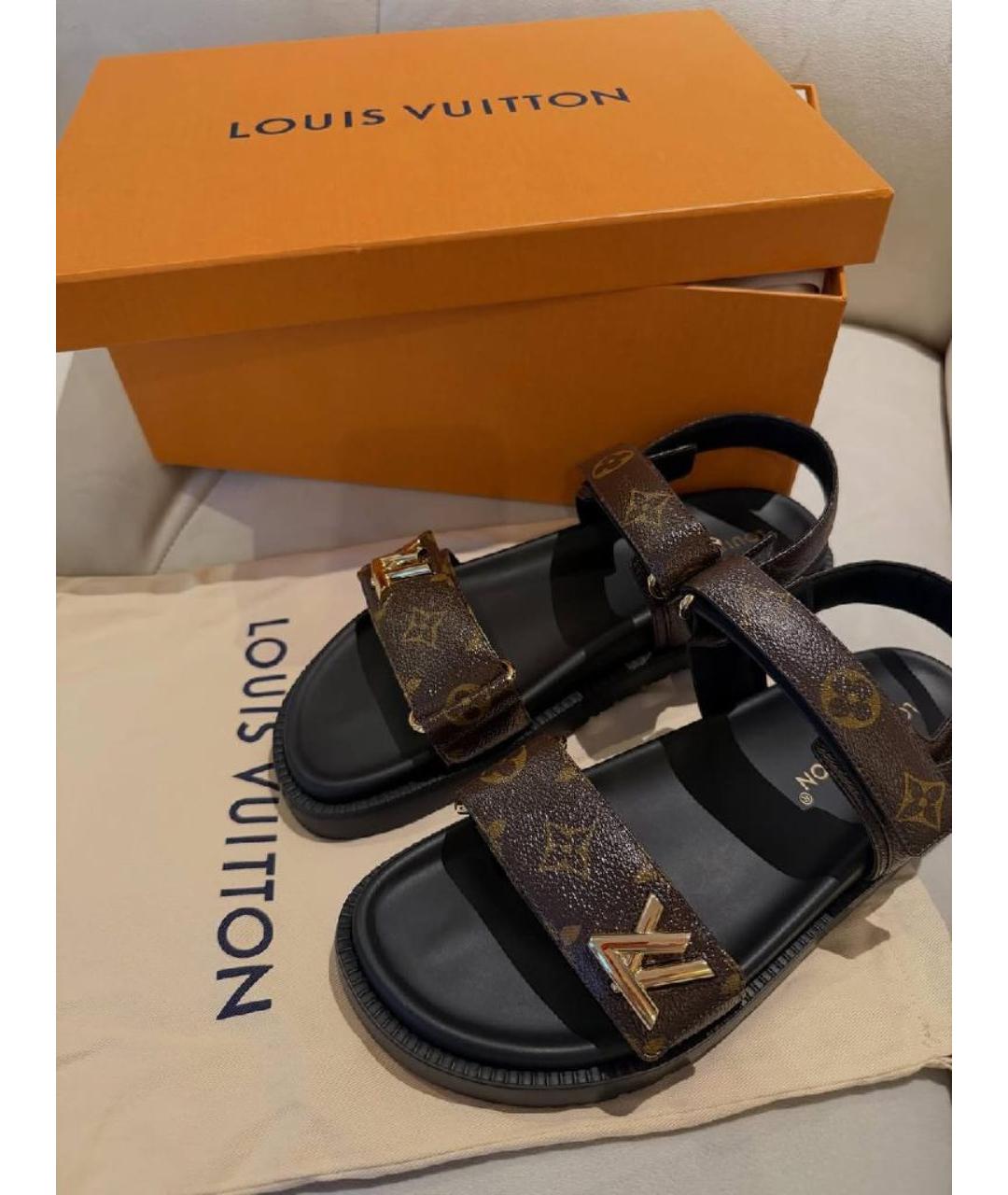 LOUIS VUITTON Коричневые сандалии, фото 6