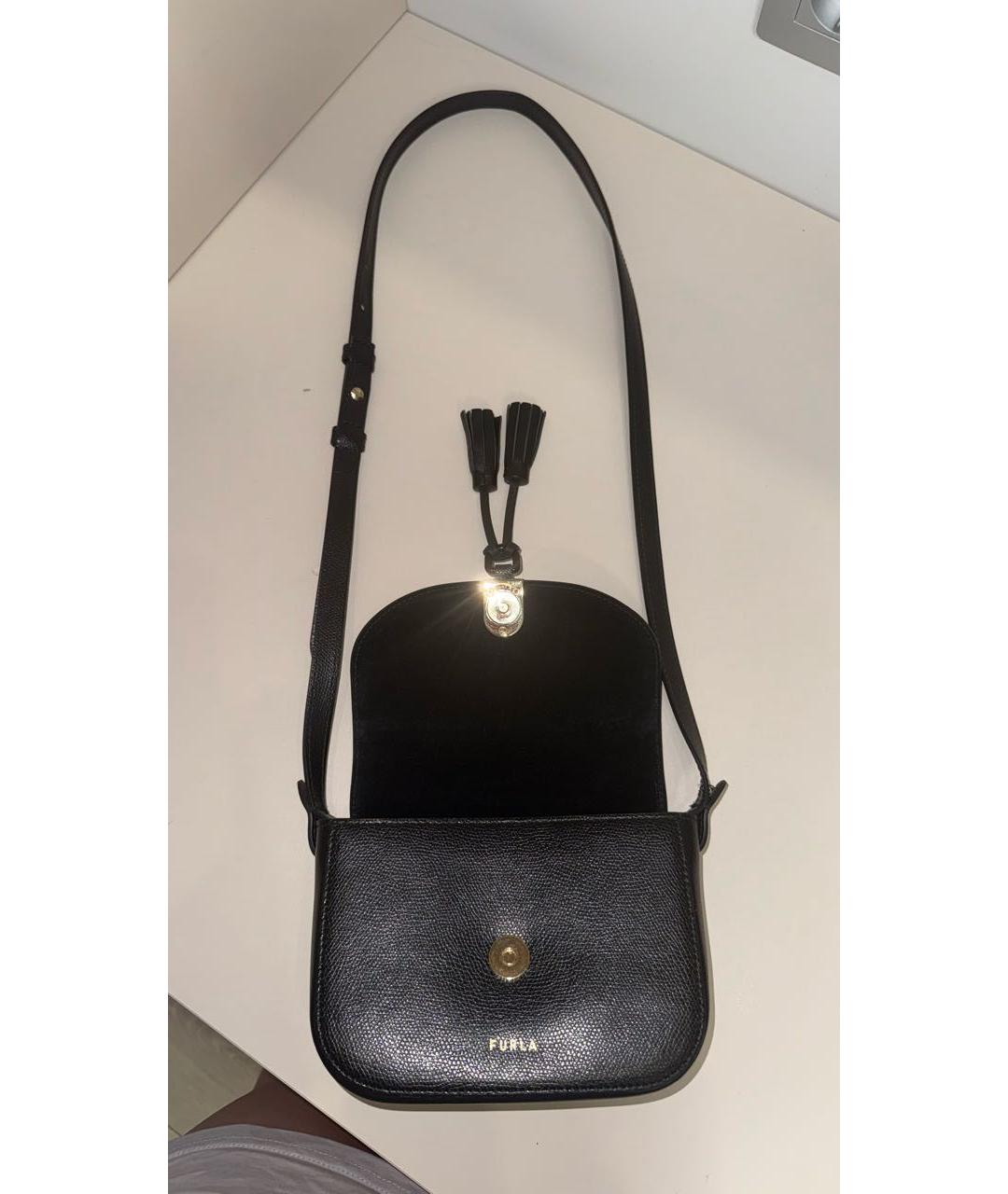 FURLA Черная кожаная сумка через плечо, фото 7