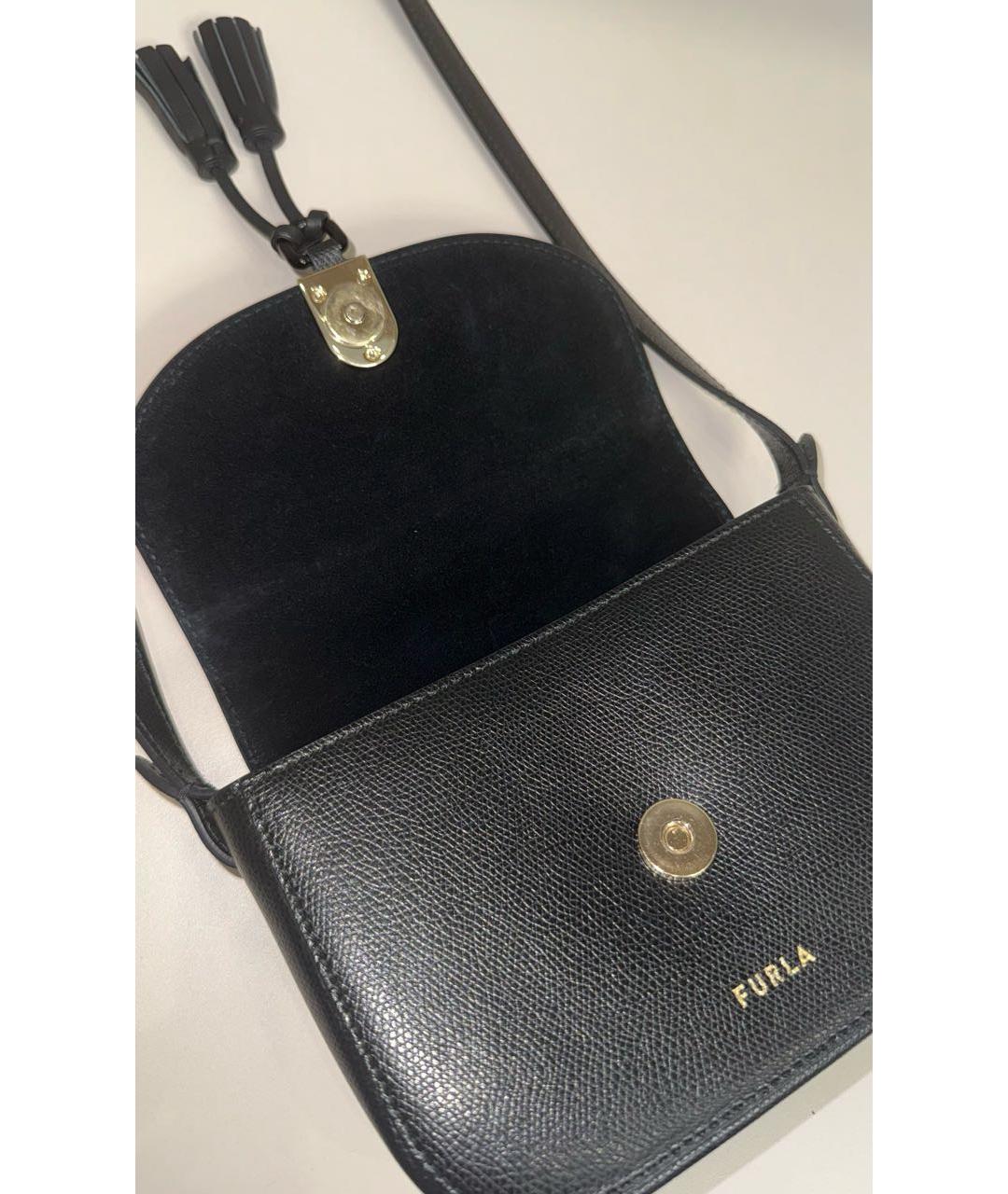 FURLA Черная кожаная сумка через плечо, фото 5