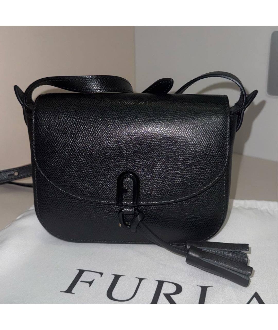 FURLA Черная кожаная сумка через плечо, фото 9