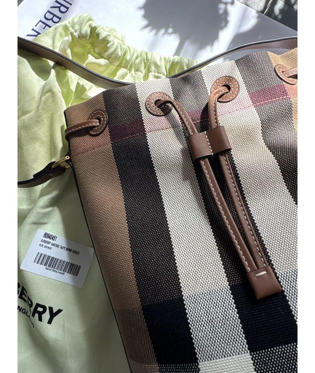 BURBERRY Коричневая тканевая сумка через плечо, фото 3