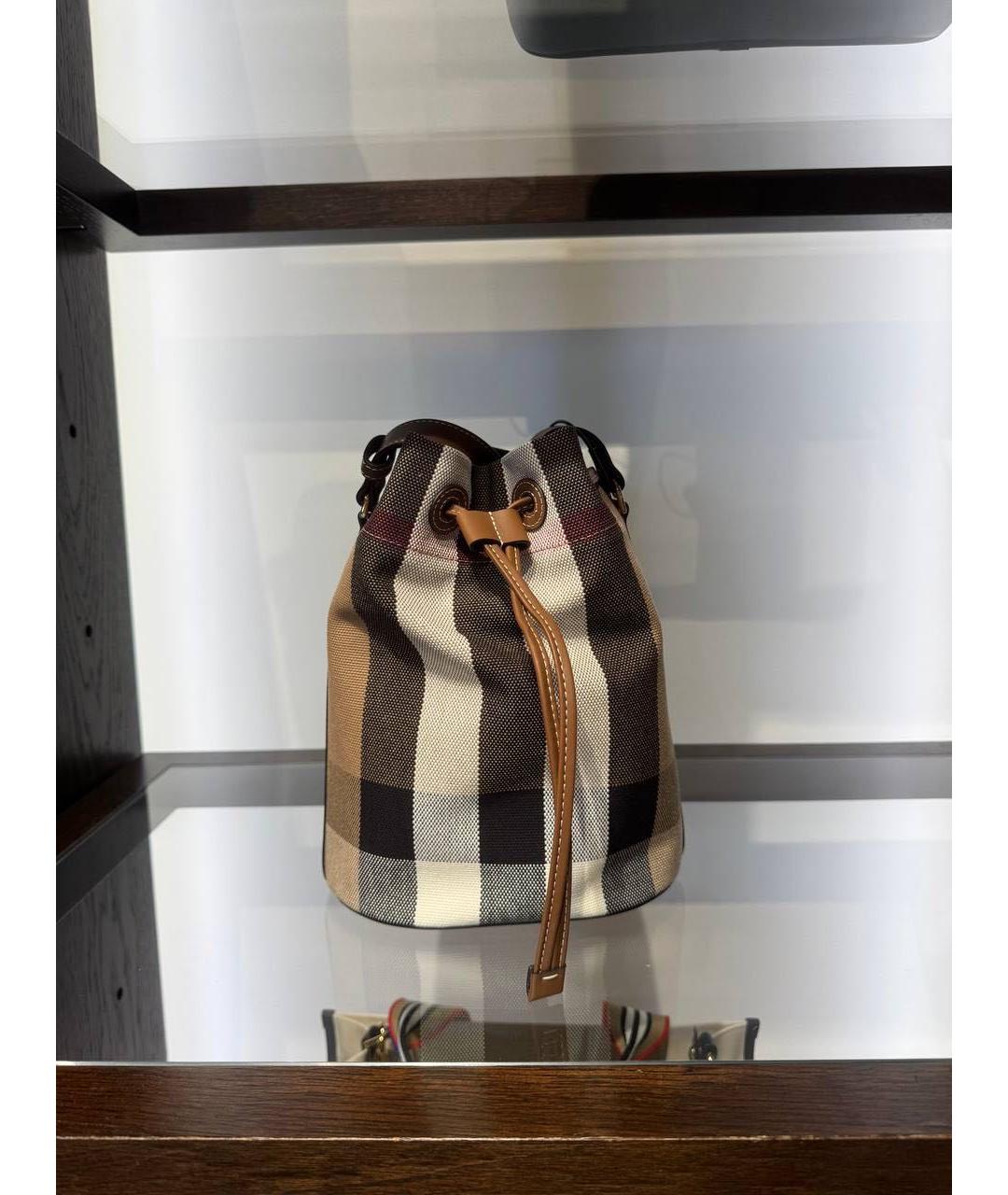BURBERRY Коричневая тканевая сумка через плечо, фото 2