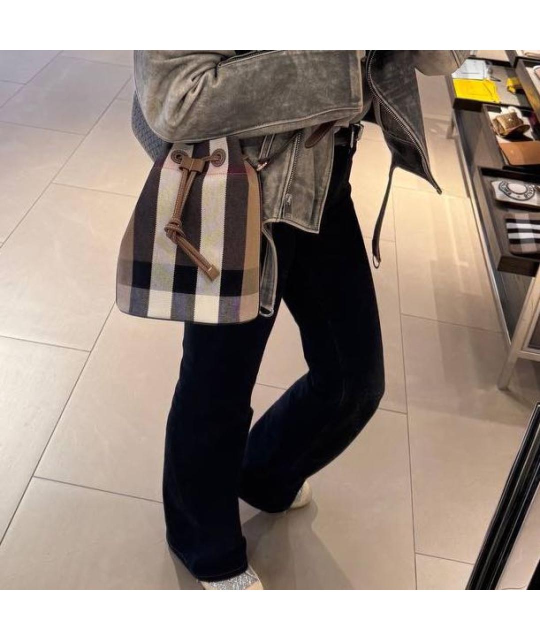 BURBERRY Коричневая тканевая сумка через плечо, фото 4