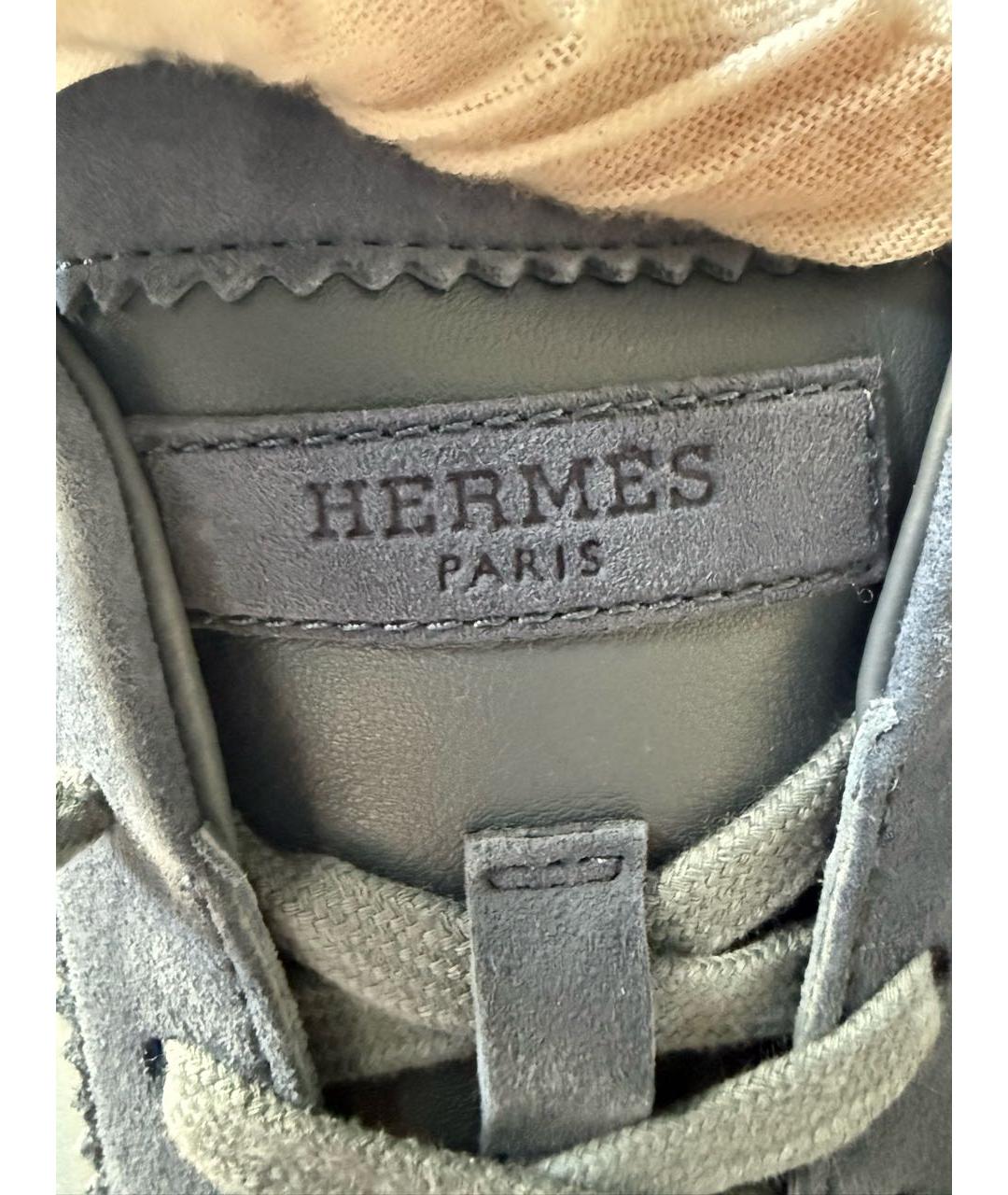 HERMES Синие кожаные низкие кроссовки / кеды, фото 7