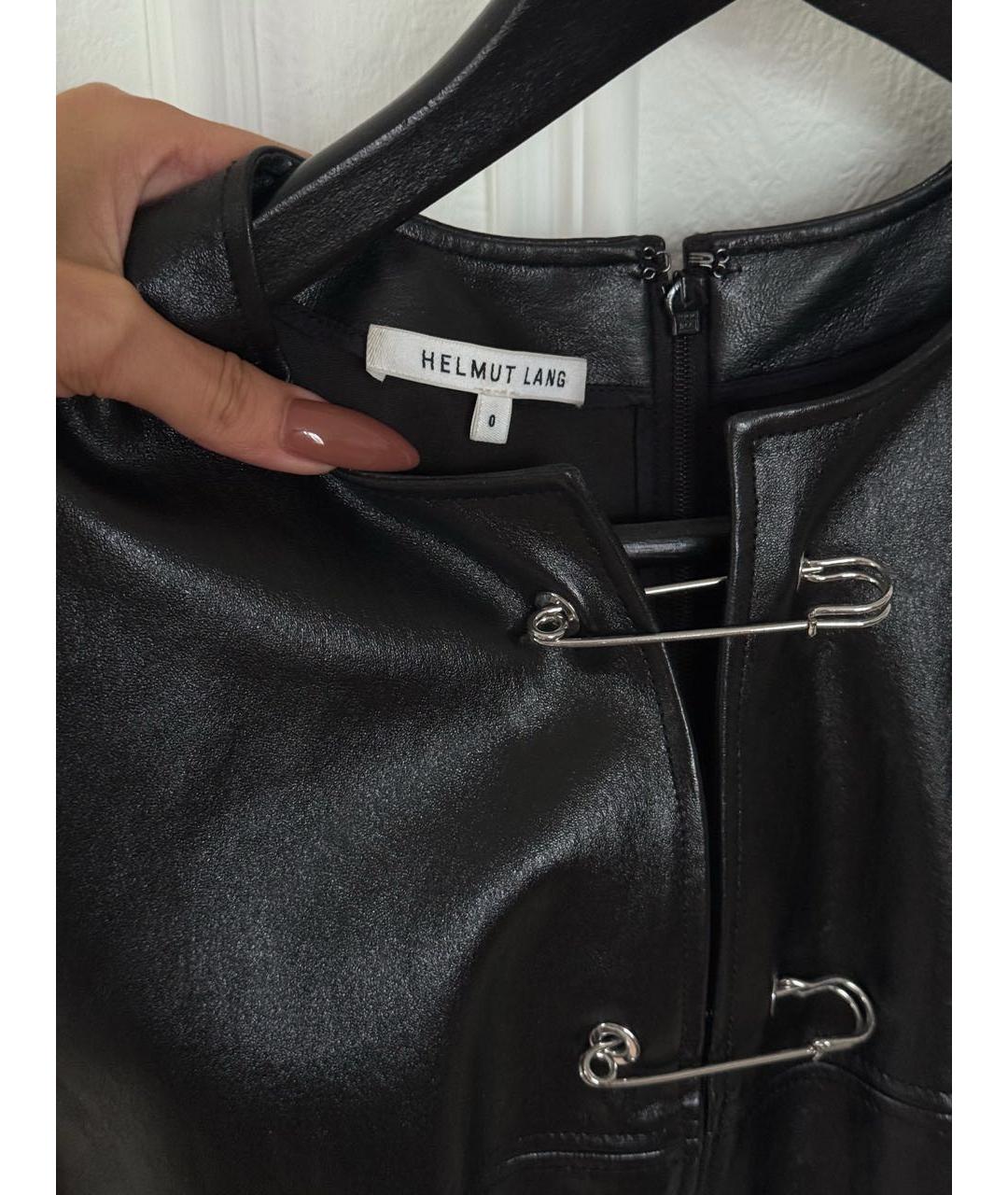 HELMUT LANG Черное кожаное вечернее платье, фото 3