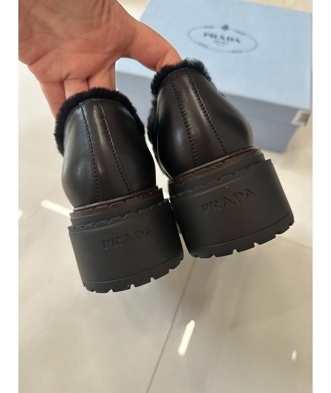 PRADA Черные кожаные лоферы, фото 5