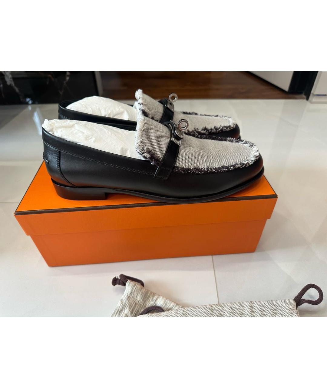 HERMES Черные кожаные лоферы, фото 9