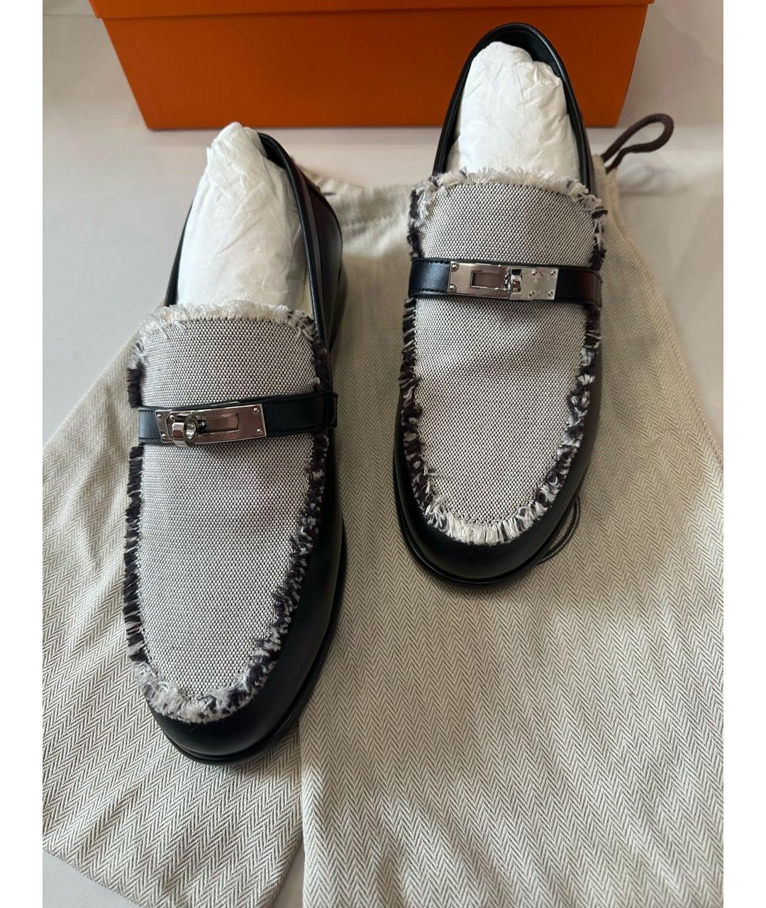 HERMES Черные кожаные лоферы, фото 5