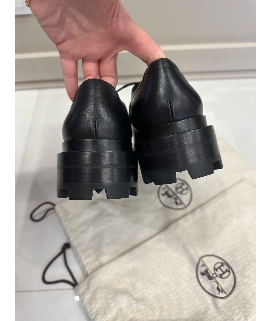 HERMES Черные кожаные брогги и оксфорды, фото 3