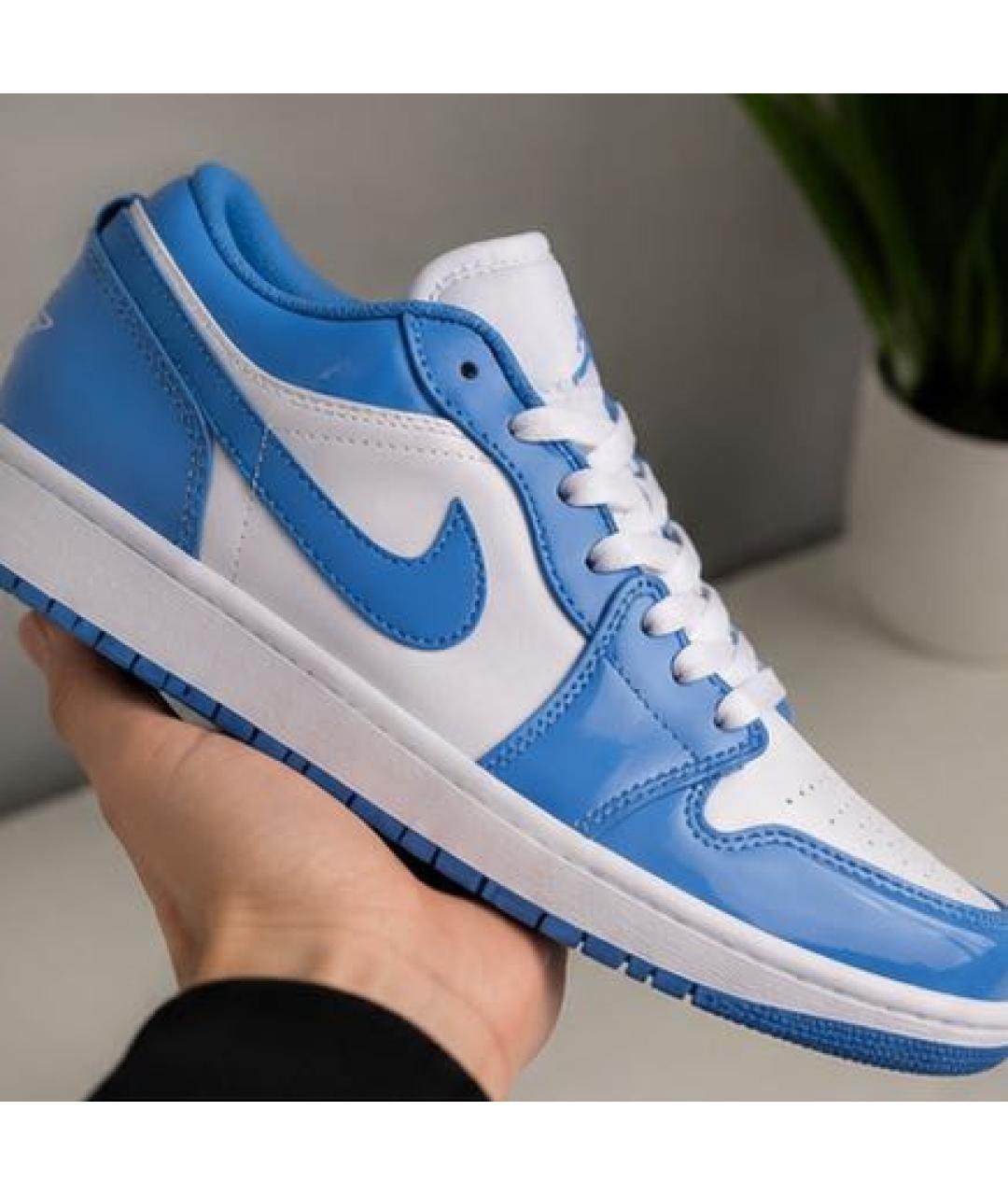 NIKE Голубые низкие кроссовки / кеды из лакированной кожи, фото 3