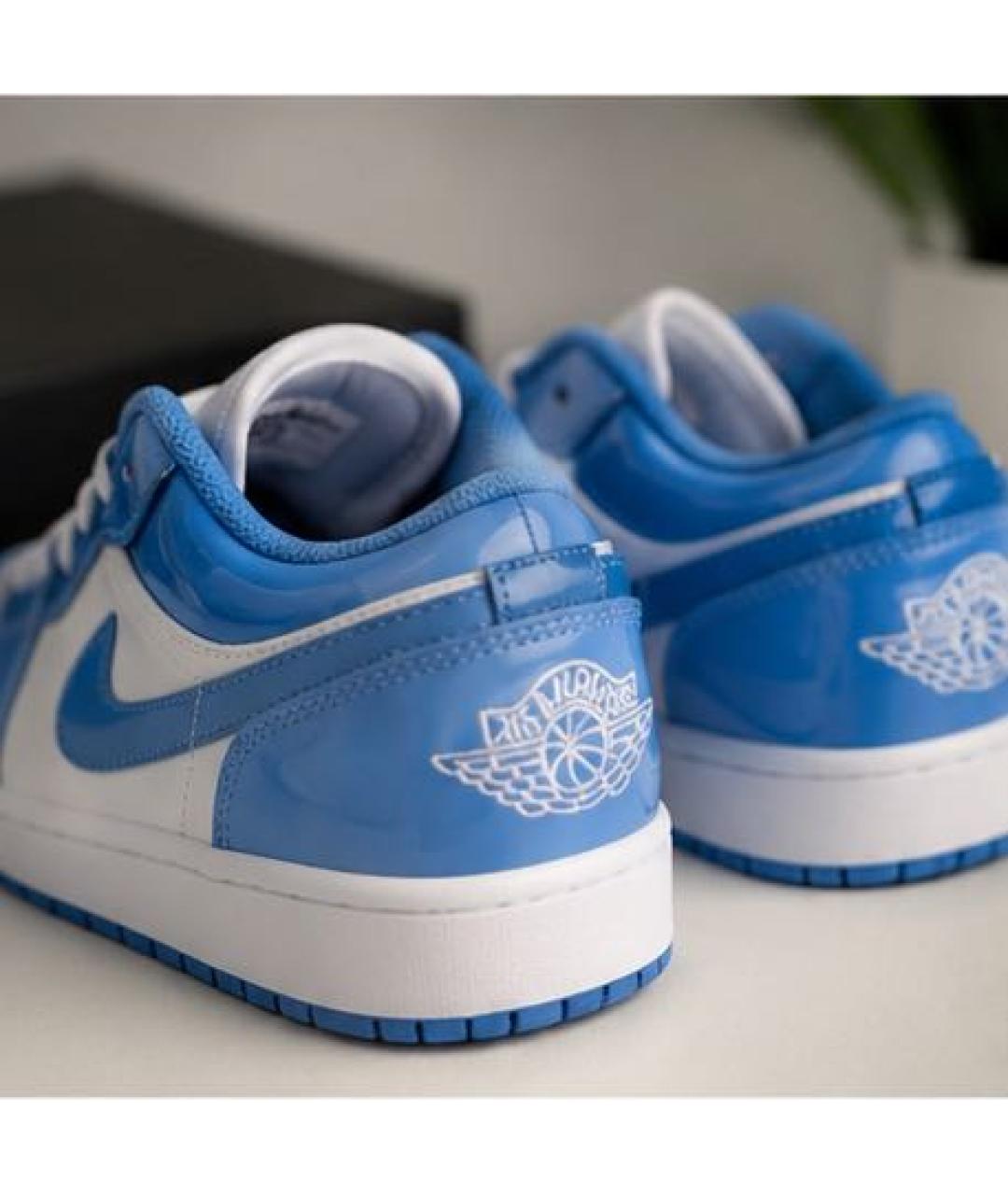 NIKE Голубые низкие кроссовки / кеды из лакированной кожи, фото 2