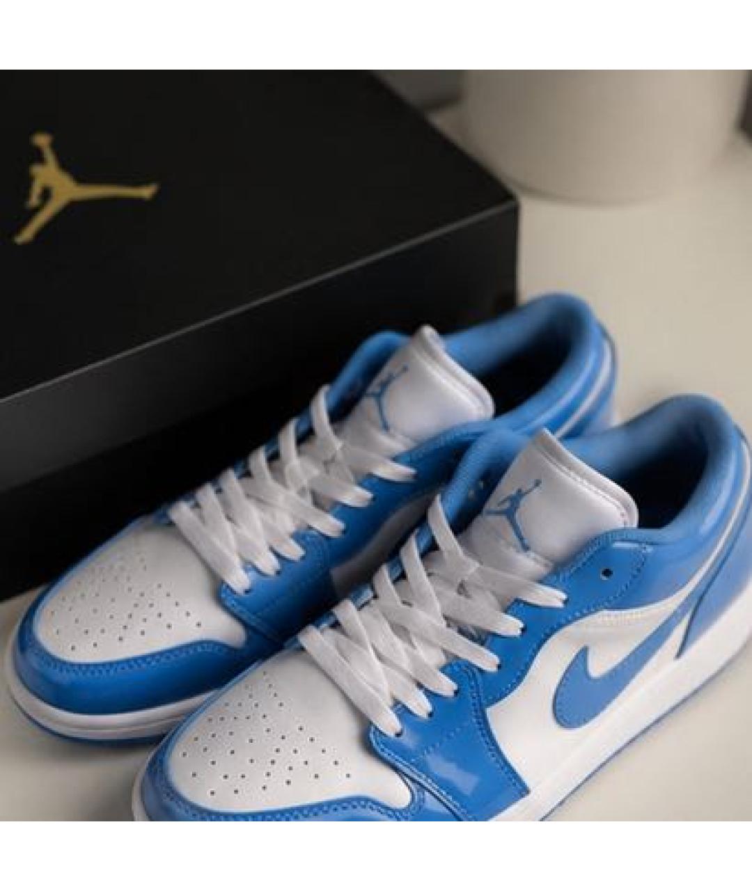 NIKE Голубые низкие кроссовки / кеды из лакированной кожи, фото 6