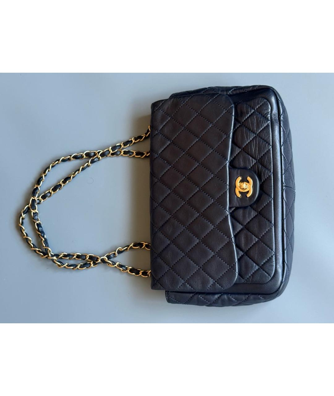 CHANEL Темно-синяя кожаная сумка через плечо, фото 9