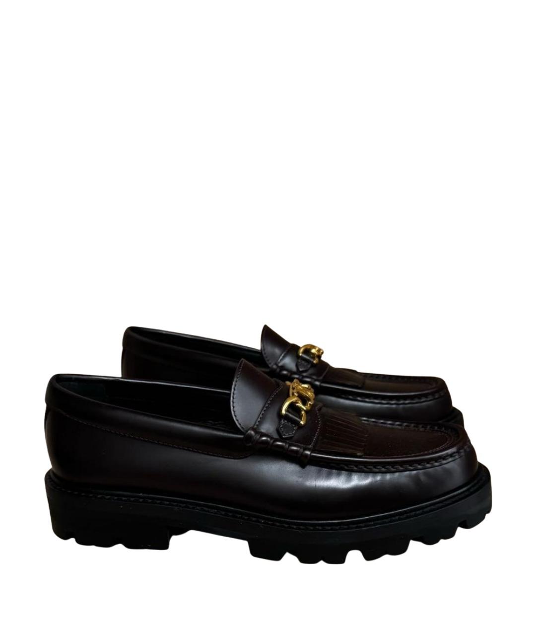 CELINE Бордовые кожаные лоферы, фото 1
